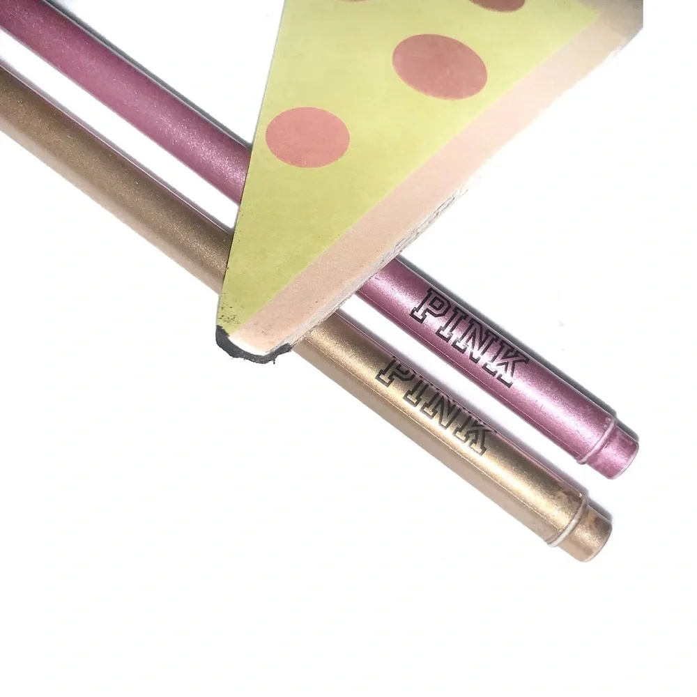 💋Victoria’s Secret Pink Jelly Glitter Pencil Case, Pens, and Pizza Sticky Notes